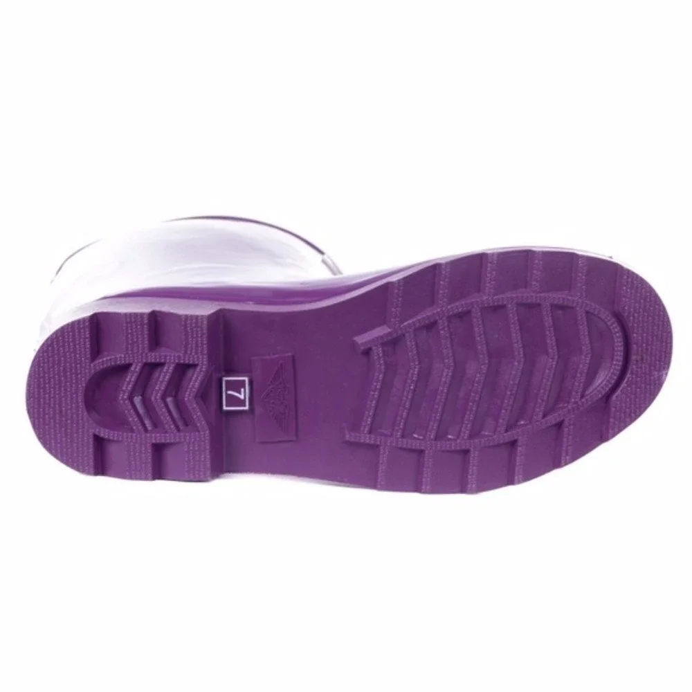 Women's Rubber Rainboots, Purple Garden Rain Boots, 11 Inches